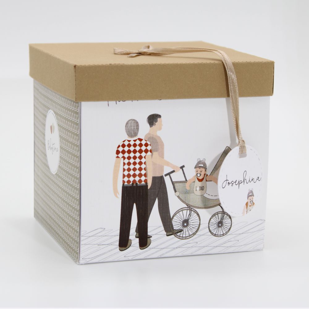 Explosionsbox Familie Kinderwagen zur Geburt - Mann und Mann